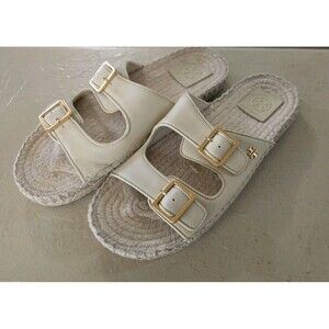 Tory Burch Two Band Flat Espadrille Slide Size 7.5